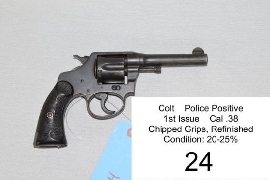 Colt    Police Positive    1st Issue    Cal .38    Chipped Grips, Refinishe