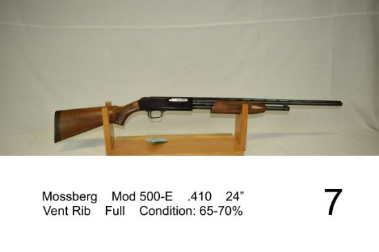 Mossberg    Mod 500-E    .410    24”    Vent Rib    Full    Condition: 65-7