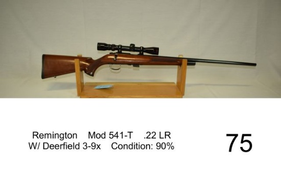 Remington    Mod 541-T    .22 LR    W/ Deerfield 3-9x    Condition: 90%