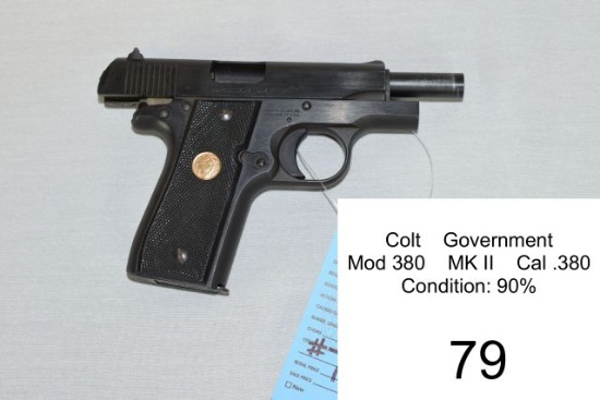 Colt    Government    Mod 380    MK II    Cal .380    Condition: 90%