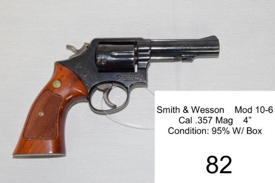 Smith & Wesson    Mod 10-6    Cal .357 Mag    4”    Condition: 95% W/ Box
