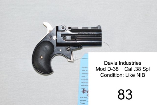 Davis Industries    Mod D-38    Cal .38 SPL    Condition: Like NIB
