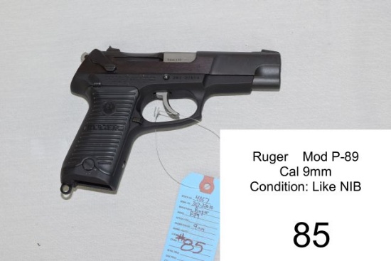 Ruger    Mod P-89    Cal 9mm    Condition: Like NIB