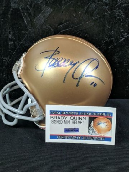 Brady Quinn Auto'd Notre Dame Mini Helmet