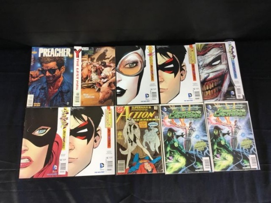 10 DC comic books Including Batman teen titans preacher Green Lantern Superman and more