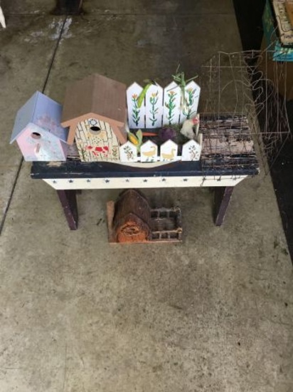 Bird Houses, Bird Cage & Bench