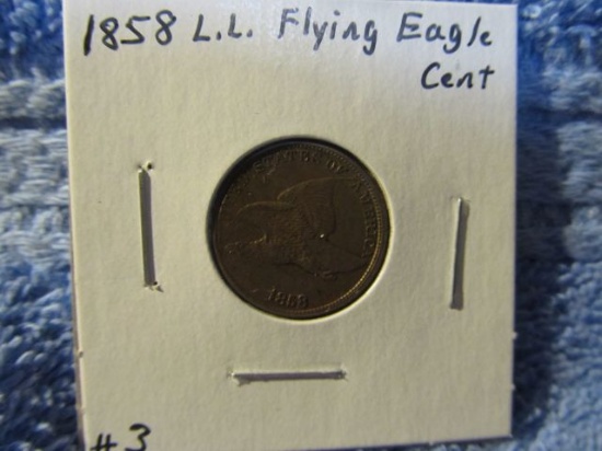 1858 L.L. FLYING EAGLE CENT AU