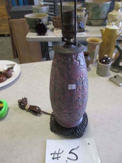 BURLEY WINTER POTTERY LAMP 21'' TALL RARE PIECE