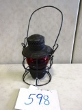 A.C.L.R.R. LANTERN WITH SHORT RED A.C.L. ETCHED GLOBE