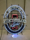 MICHELOB LIGHT NEON LIGHTED SIGN 30'' X40'' AWSOME SIGN  WORKS GOOD   [WILL NOT SHIP PICK UP ONLY ]