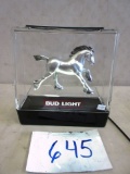 BUD LIGHT SILVER CLYDESDALE LIGHTED BAR SIGN 10''X 10'' WORKS NICE PIECE