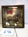 BUDWEISER CLYDSDALE IN 3 D STYLE LIGHTED SIGN 13 1/2'' X13 1/2'' WORKS NICE OLDER PIECE