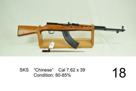SKS    “Chinese”    Cal 7.62 x 39    Condition: 80-85%