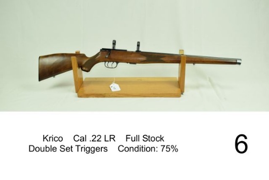 Krico    Cal .22 LR    Full Stock    Double Set Triggers    Condition: 75%