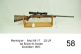 Remington    Mod 541-T    .22 LR    W/ Tasco 4x Scope    Condition: 90%