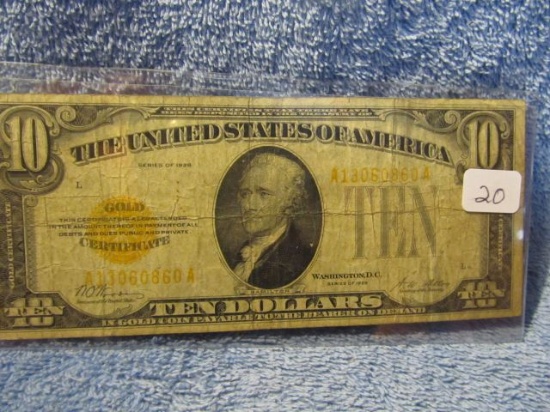 1928 $10. GOLD CERTIFICATE
