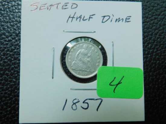 1857 SEATED HALF DIME XF