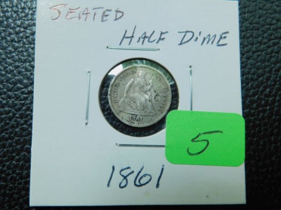 1861 SEATED HALF DIME VG