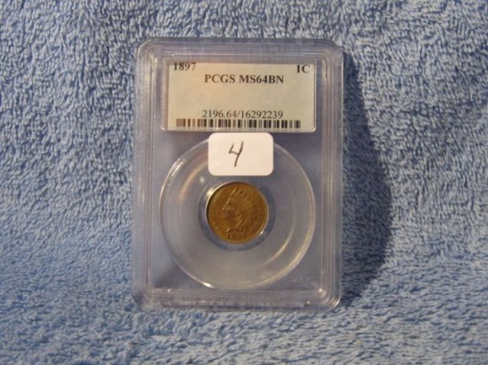 1897 INDIAN HEAD CENT PCGS MS64 BN