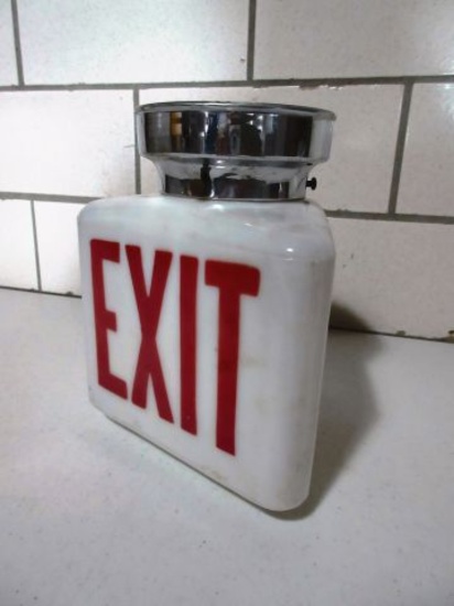 EARLY MILK GLASS EXIT SIGN