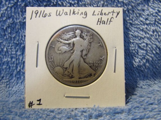 1916S WALKING LIBERTY HALF (A TOUGH DATE) F