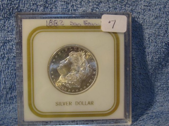 1882S MORGAN DOLLAR IN NICE HOLDER SHARP BU