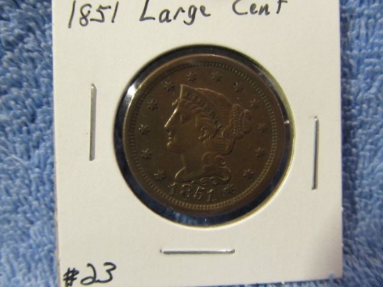 1851 LARGE CENT XF+