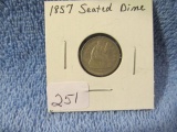 1857 SEATED DIME VF+