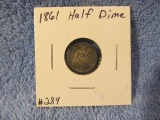 1861 SEATED HALF DIME VF