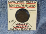 CIVIL WAR STORE TOKEN JAMES CHILDS WOOSTER, OH.