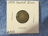 1888 SEATED DIME VG