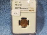 1935 LINCOLN CENT NGC MS66 RD