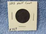 1803 HALF CENT F-CORRODED (92,000 MINTED)