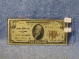 1929 $10. NATIONAL CURRENCY NOTE CLEVELAND, OH. VF