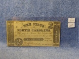 1861 $2. STATE OF NORTH CAROLINA BANK NOTE VF+