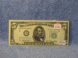 1950A $5. FEDERAL RESERVE NOTE CLEVELAND, OH. UNC