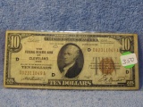 1929 $10. NATIONAL CURRENCY NOTE CLEVELAND, OH. F