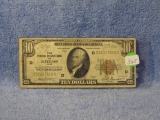 1929 $10. NATIONAL CURRENCY NOTE CLEVELAND, OH. F