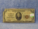 1929 $20. NATIONAL CURRENCY NOTE SAN FRANCISCO, CA.
