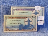 U.S. MILITARY CERTIFICATES 10-CENT & 50-CENT NOTES SERIES # 681 CU