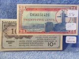 U.S. MILITARY 10-CENT & 25-CENT NOTES VF-CU