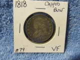1818 BUST CAPPED QUARTER VF