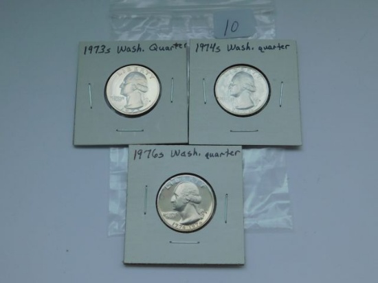 1973,74,76S, WASHINGTON QUARTERS (3-COINS) PF