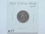 1860 INDIAN HEAD CENT (CORRODED) VF