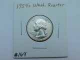 1954S WASHINGTON QUARTER (SHARP) BU