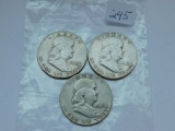 1949P,D,S, FRANKLIN HALVES (3-COINS)