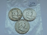 1951P,D,S, FRANKLIN HALVES (3-COINS)