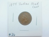1874 INDIAN HEAD CENT (SCARCE) AU