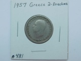 1957 GREECE 2-DRACHMA