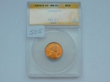 1944D LINCOLN CENT ANACS MS67 RED GREYSHEET LIST $80.